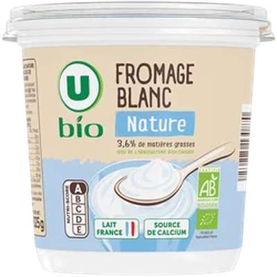 Fromage blanc nature 3,6%MG, U BIO (825 g)