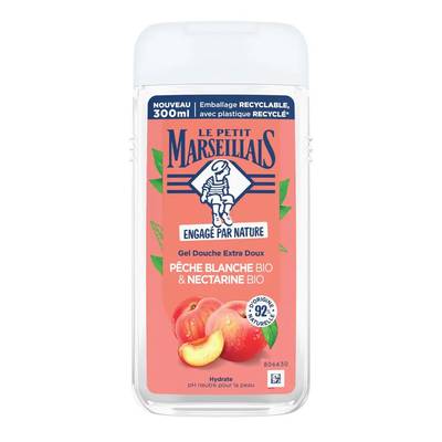 Le Petit Marseillais Gel douche pêche blanche bio et nectarine bio, 300ml
