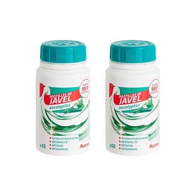 Auchan Pastilles de javel à l'eucalyptus, Lot de 2x48 pastilles