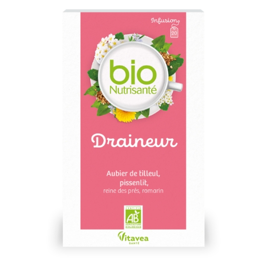Infusion Draineur Aubier de Tilleul Pissenlit Romarin Reine des Prés Bio NUTRISANTE