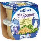 NESTLE P'TIT SOUPER - Crème de petits pois, petites pâtes, dès 12 mois- 2x200g