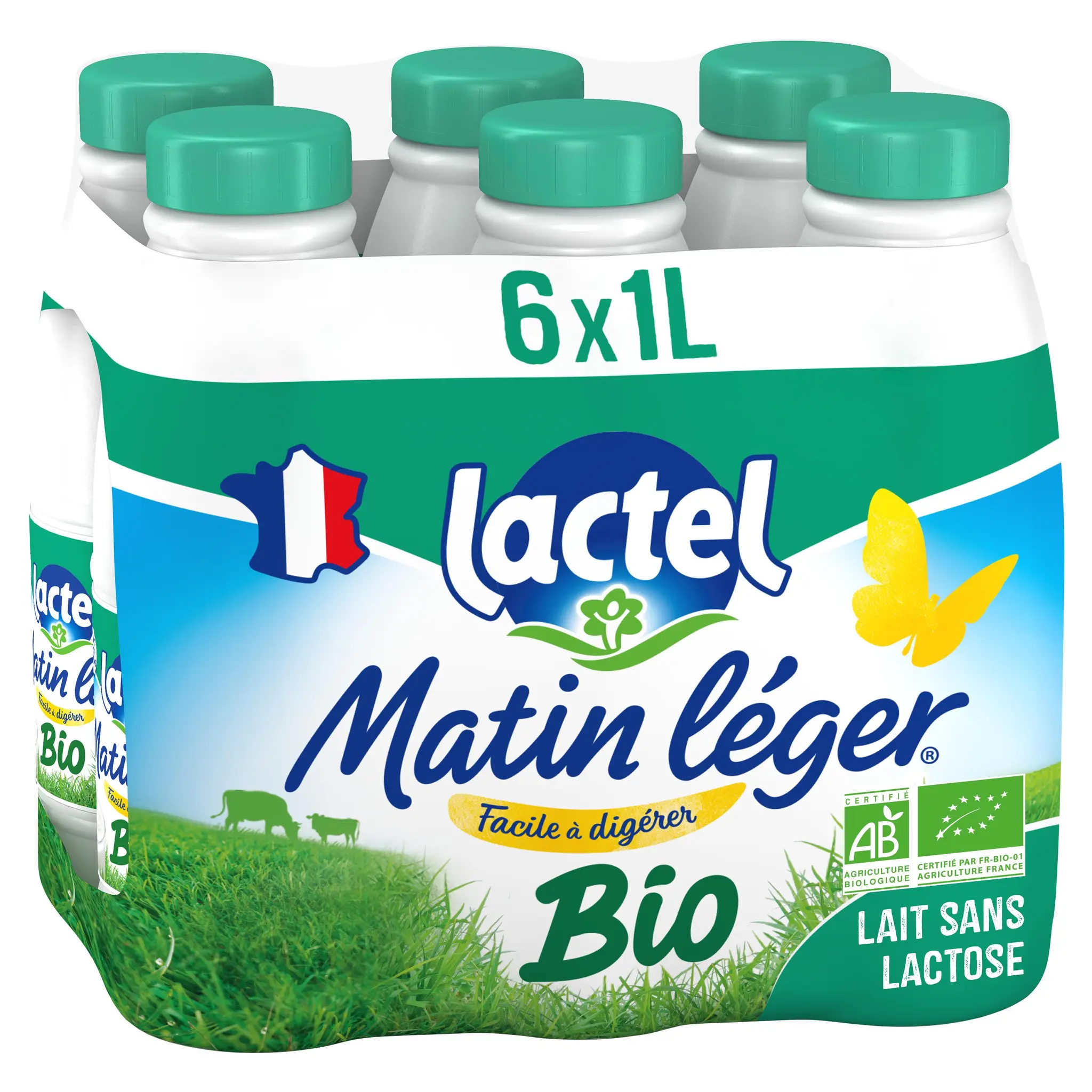 LACTEL Matin léger Lait écrémé facile à digérer sans lactose bio