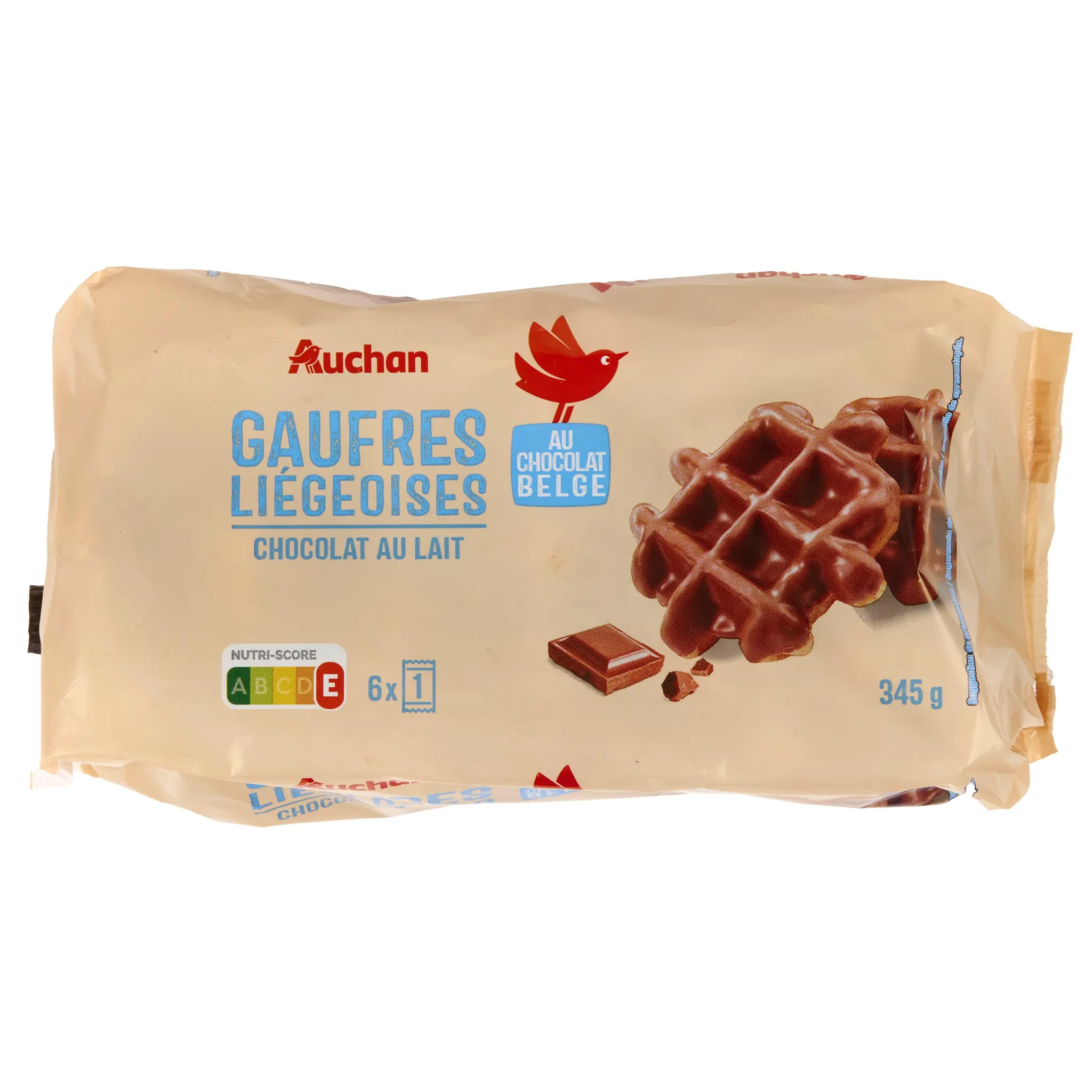 AUCHAN Gaufres liégeoises au chocolat au lait