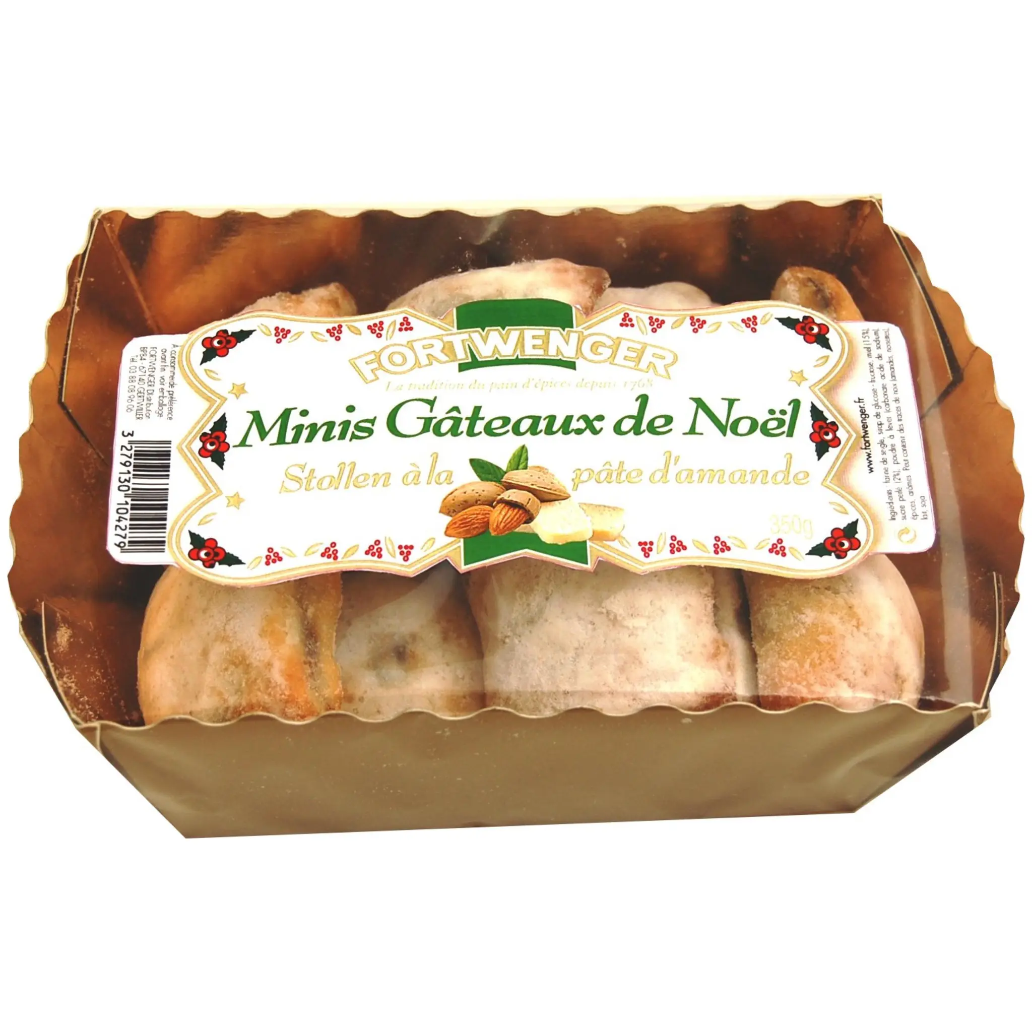FORTWENGER Minis gâteaux de Noël stollen à la pâte d'amande