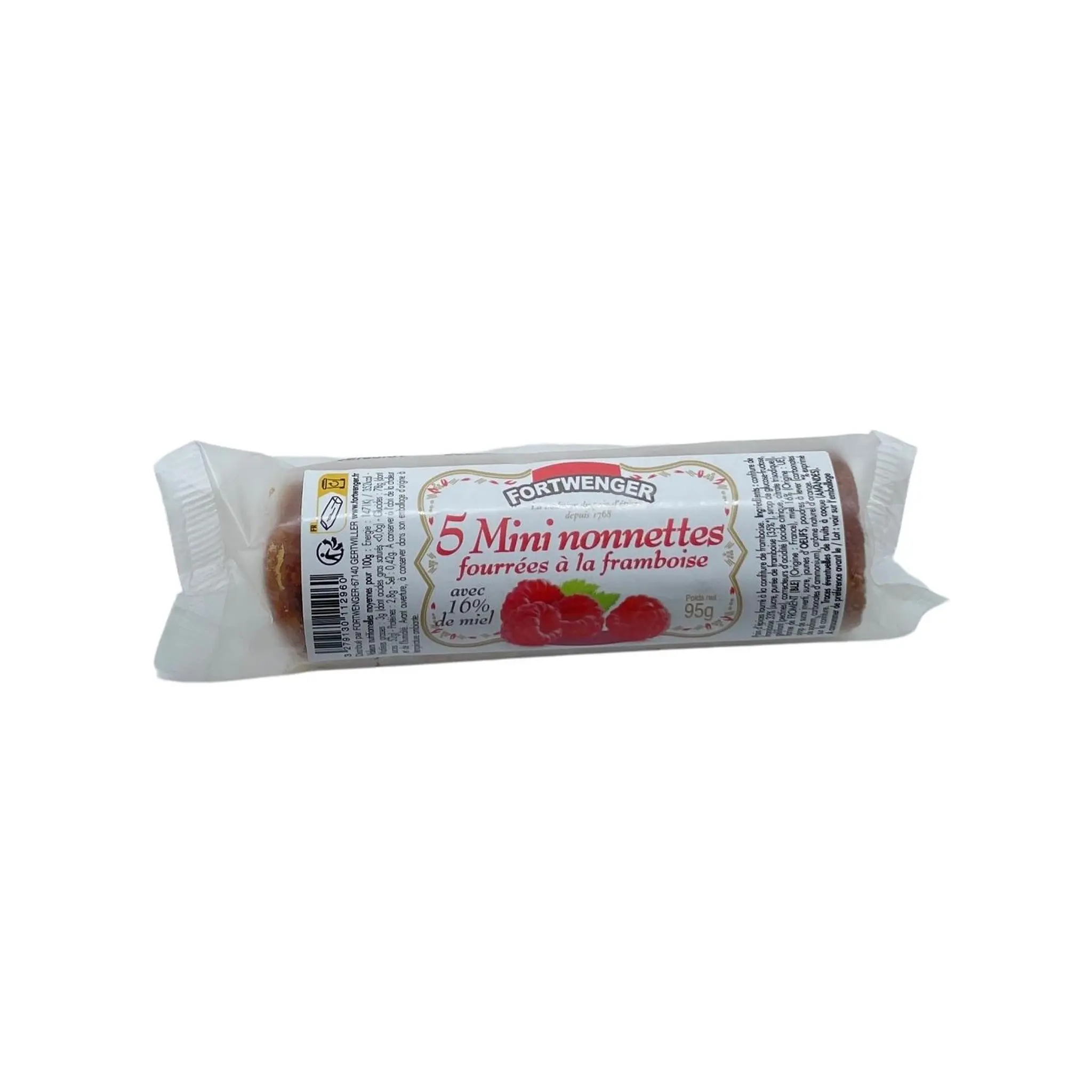 FORTWENGER Mini nonnettes fourrées à la confiture de framboise avec 16% de miel