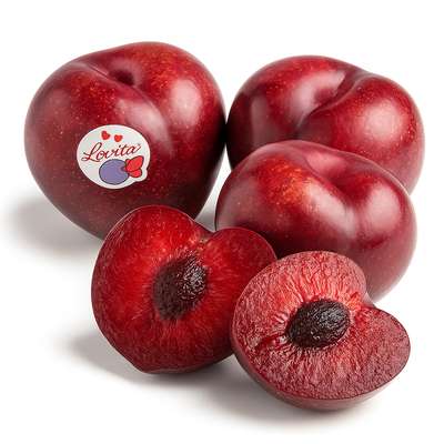 Lot de 4 prunes rouge forme coeur "lovita" (gros calibre), France
