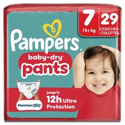 Couches baby dry pants T7 / 15 kg +, Pampers (x 29)