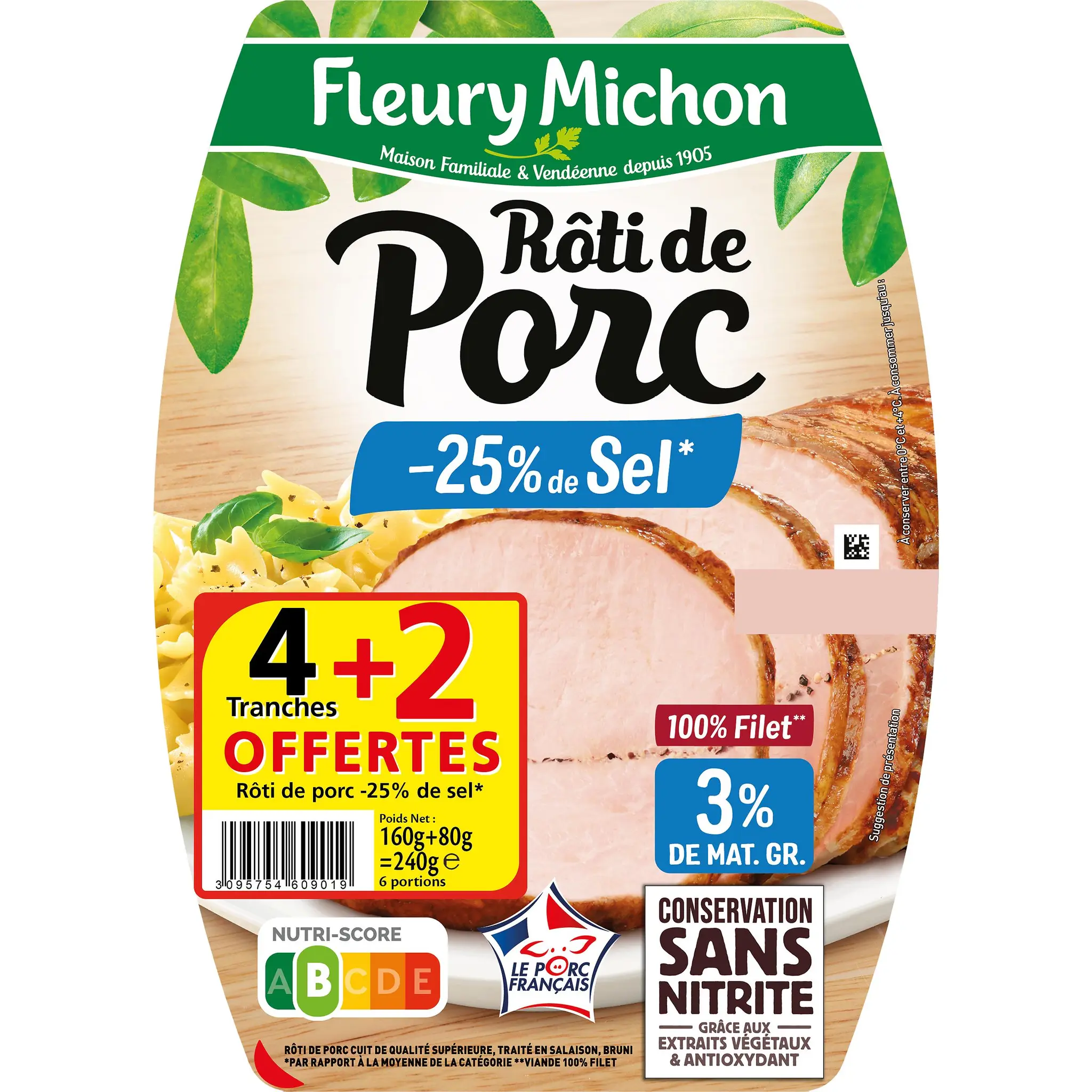 FLEURY MICHON Rôti de porc cuit réduit en sel