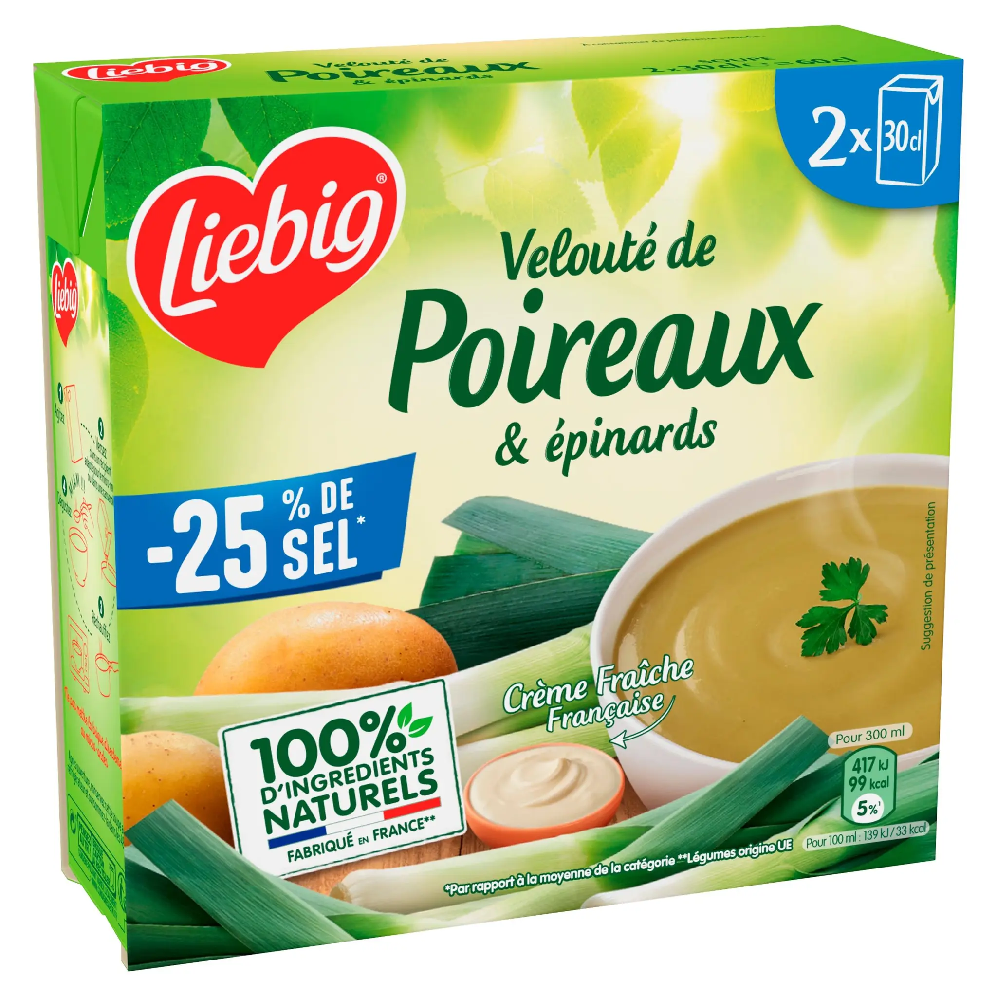 LIEBIG PurSoup' soupe veloutée liquide poireaux & épinards -25% de sel