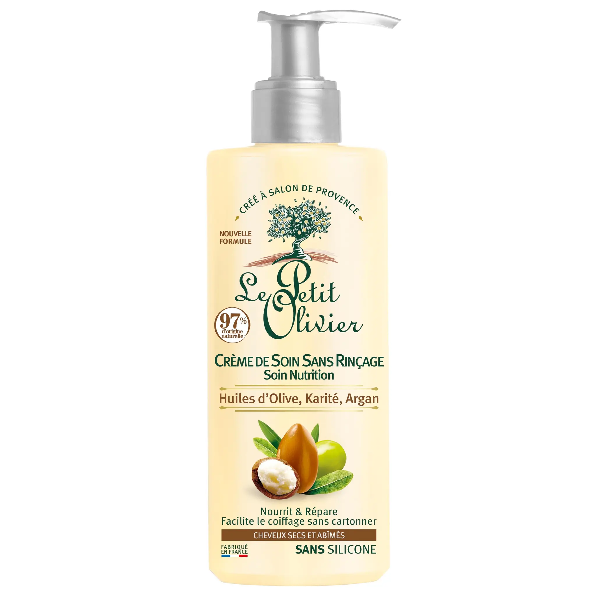 LE PETIT OLIVIER Crème de soin nutrition sans rinçage huiles d'olive, karité, argan cheveux secs et abîmés