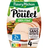Rôti de poulet cuit conservation sans nitrite, Fleury Michon (4 tranches, 150 g)