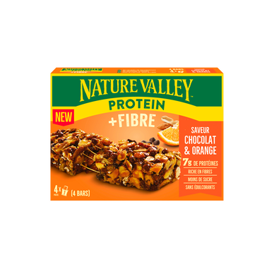 Barres céréales Protéine chocolat & orange NATURE VALLEY, 4x36g 144g
