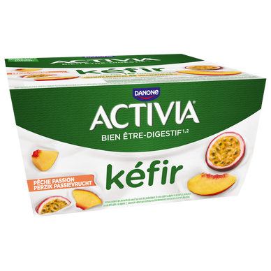 ACTIVIA kéfir pêche et fruits de la passion DANONE 4x125g