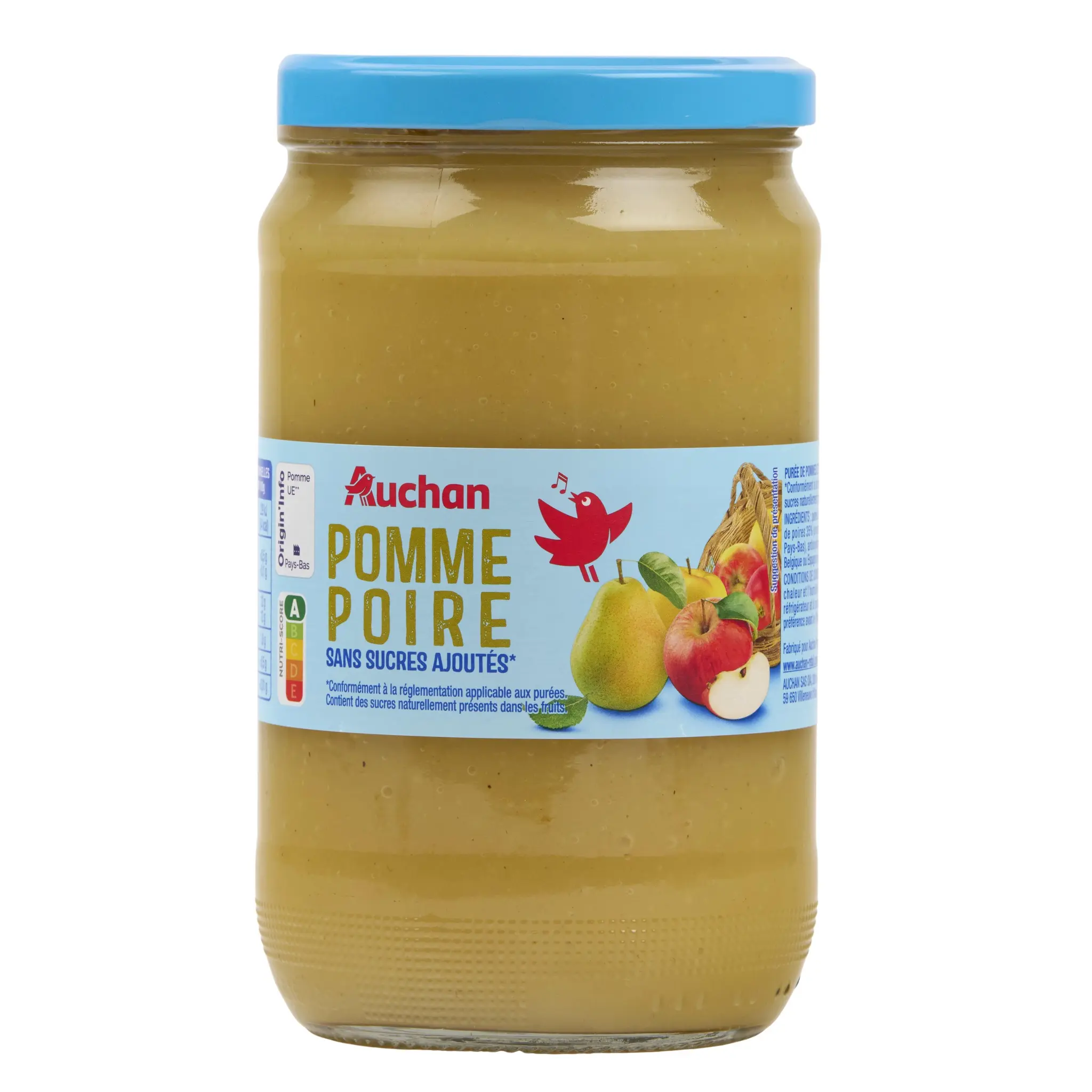 AUCHAN Spécialité pomme poire sans sucres ajoutés en bocal