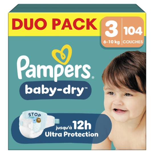 Couches Baby-Dry Pants 6-10kg Taille 3 PAMPERS