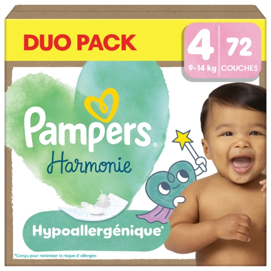 Couches Harmonie 9-14kg Taille 4 PAMPERS