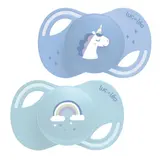 Sucettes Silicone Anatomiques Tétine Extra-Fine Bleu 18 Mois Licorne Collection LUC ET LEA