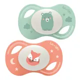 Sucettes Silicone Anatomiques Extra-Slim Nuit +18 Mois Ours Renard Collection LUC ET LEA