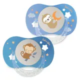 Sucettes Silicone +18 Mois Anatomiques Nuit Bleu Essentiel LUC ET LEA