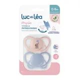 Sucettes Plastique D'Origine Végétale Physiologique 0-6 Mois Anti-irritations Rose Bleu Éléphant Physio LUC ET LEA