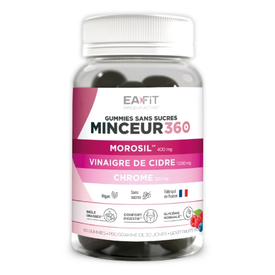Complément Alimentaire Minceur 360 Sans Sucres Goût Fruits Rouges Programme de 30 Jours EAFIT MINCEUR