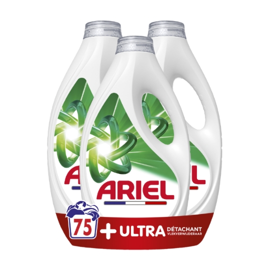 Lessive Liquide +Ultra Détachant 75 Lavages ARIEL