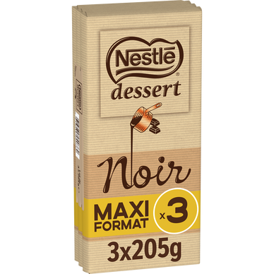 Chocolat noir pâtissier NESTLE DESSERT - 3 tablettes de 205g