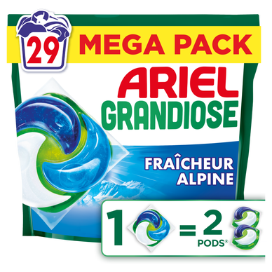 Lessive ARIEL Pods Grandiose Fraîcheur Alpine 29 doses