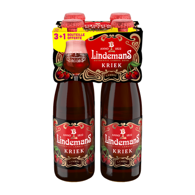 Bière LINDEMANS Kriek 3,5° bouteille 4x25cl 3+1 offerte