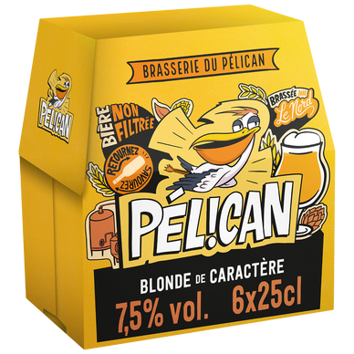 Bière blonde non filtrée PELICAN 7.5° 6x25cl