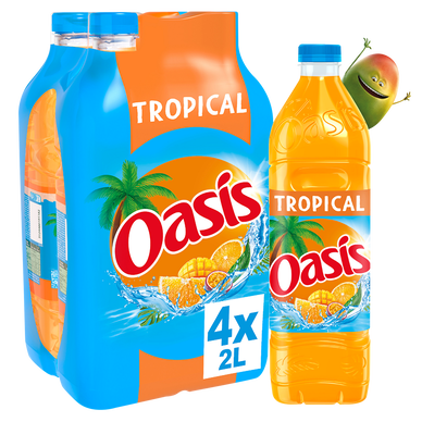Boisson aux fruits Tropical OASIS - le pack de 4 bouteilles de 2L