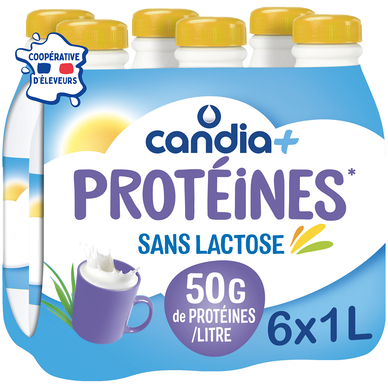 Lait délactosé protéine - 0% CANDIA+ 6x1l