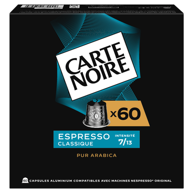 Café espresso classique N°7 CARTE NOIRE x60 capsules  330g