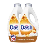 Lessive DASH 2 en 1 détergent ambre orchidée 60lav.2x1,35l
