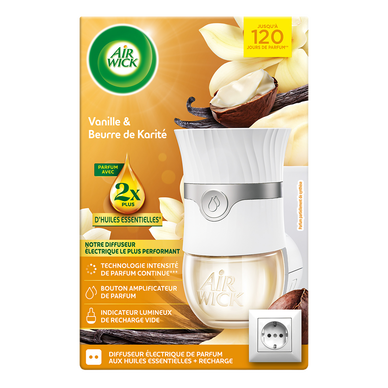 Diffuseur de parfum électrique AIRWICK Fleur de Vanille et Beurre de karité 19mL