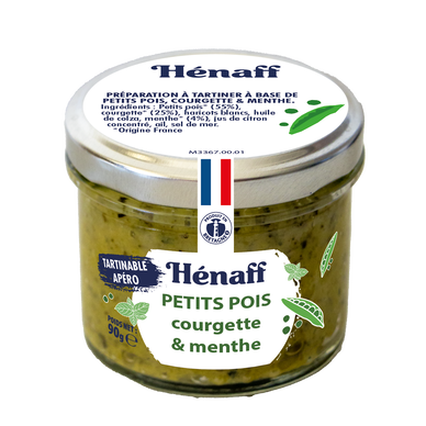 Préparation à tartiner à base de petits pois courgettes et menthe HENAFF 90g