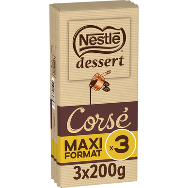 Chocolat noir corsé pâtissier NESTLE DESSERT - 3 tablettes de 200g