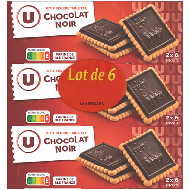 Petit beurre tablette chocolat noir, paquet 6x150g, 900g
