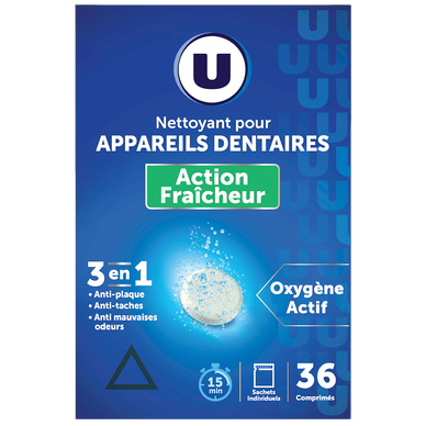 Tablettes nettoyantes fraîcheur pour appareil dentaire - x36