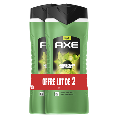 Gel douche AXE homme 5-en-1 lendemain difficile 2x400ml