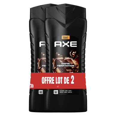 Gel douche AXE homme 5-en-1 dark temptation 2x400mL