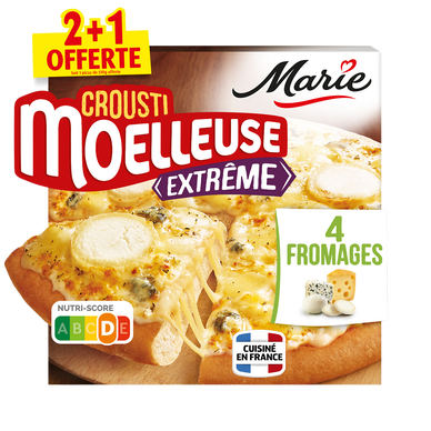 Pizza croustillant moelleuse extrême 4 fromages MARIE, 2 x 510g +1 OFFERTE