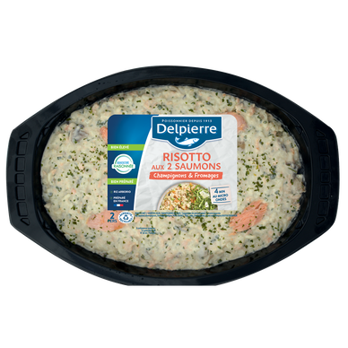 Risotto aux 2 saumons/champignons, DELPIERRE, transformé en France, 500g.