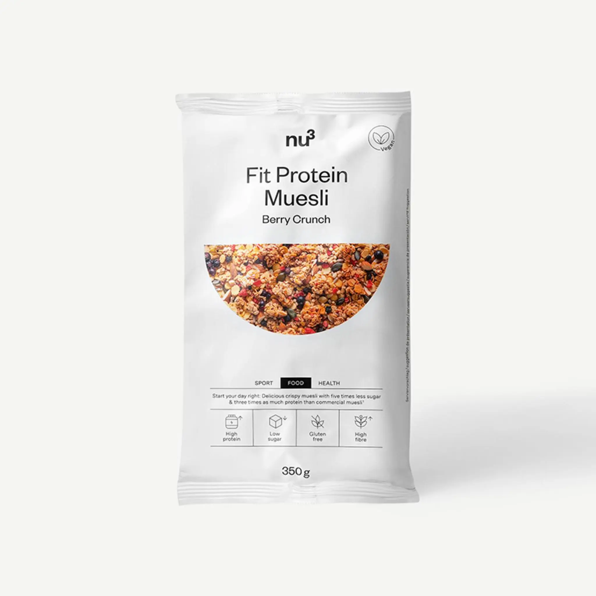 NU3 Muesli croustillant protéinée aux fruits rouges sans gluten vegan