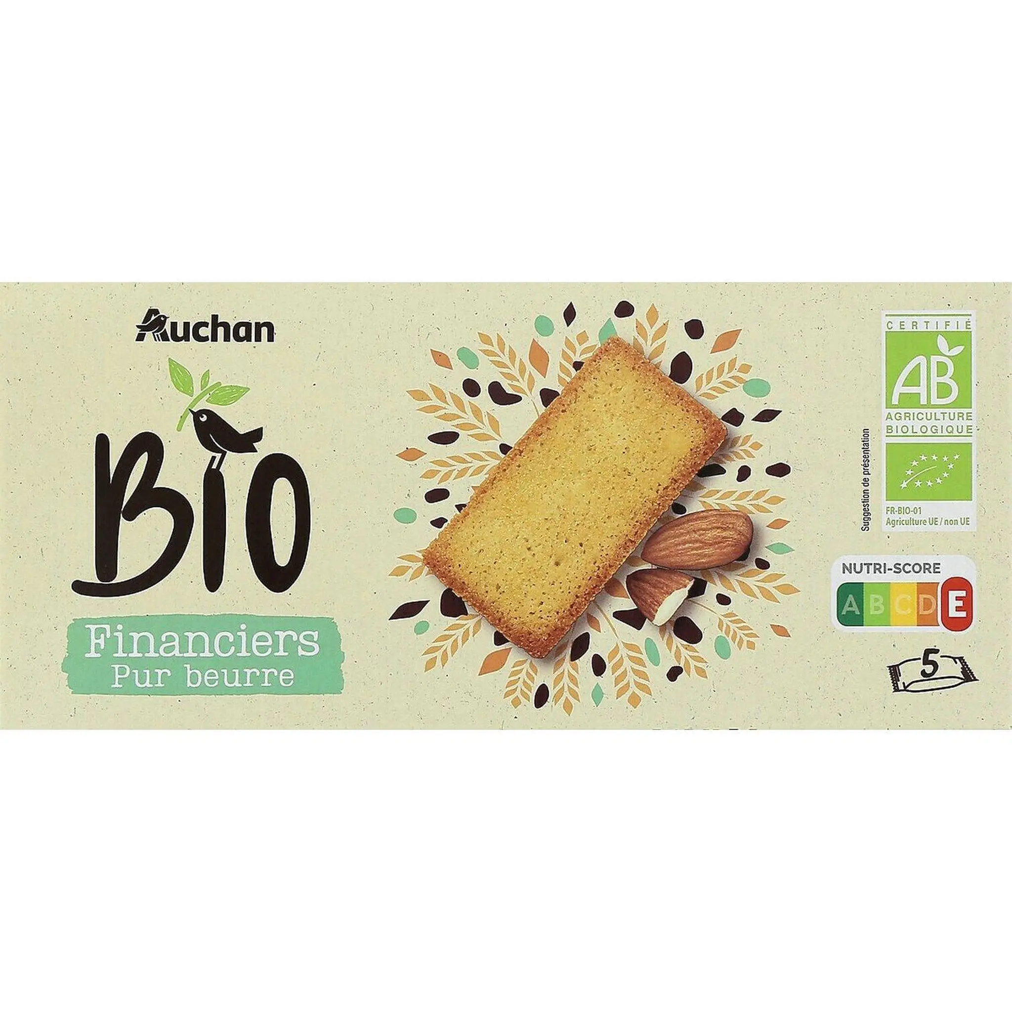 AUCHAN BIO Financiers pur beurre sachets individuels