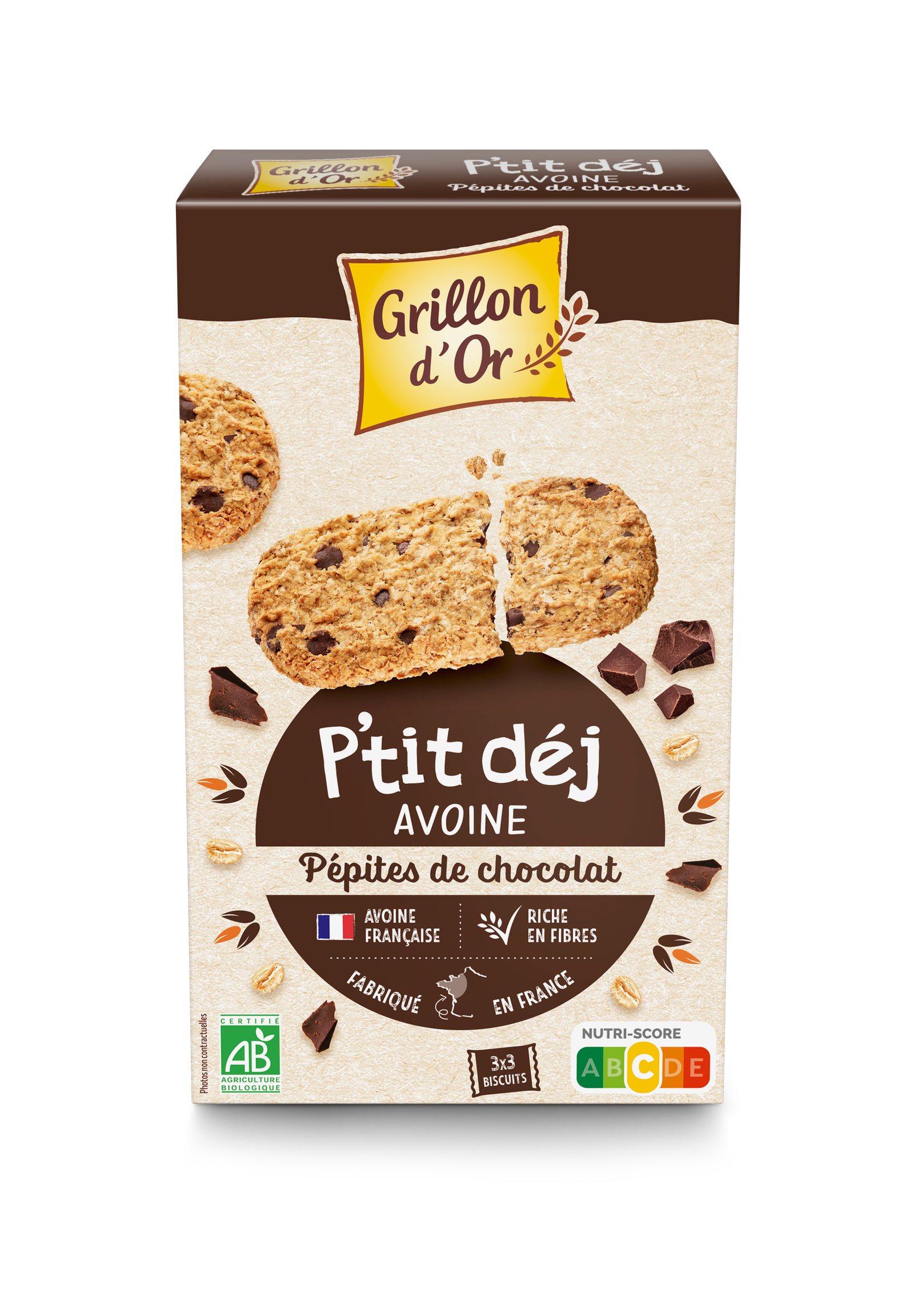 Biscuits petit déjeuner avoine chocolat bio