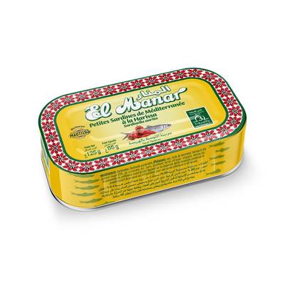 El Manar Petites sardines de Méditerranée à la harissa en conserve, 85g