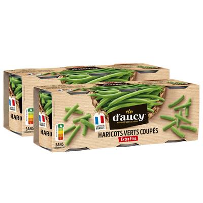 D'aucy Haricots verts coupés extra fins en conserve, Lot de 2 - 3x110g
