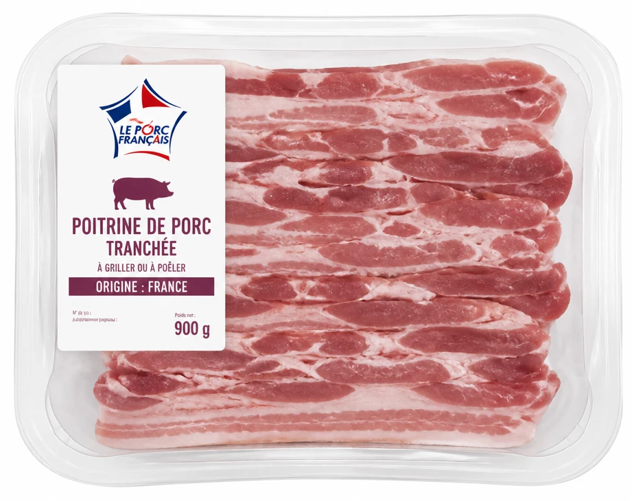 Poitrine de porc tranchée