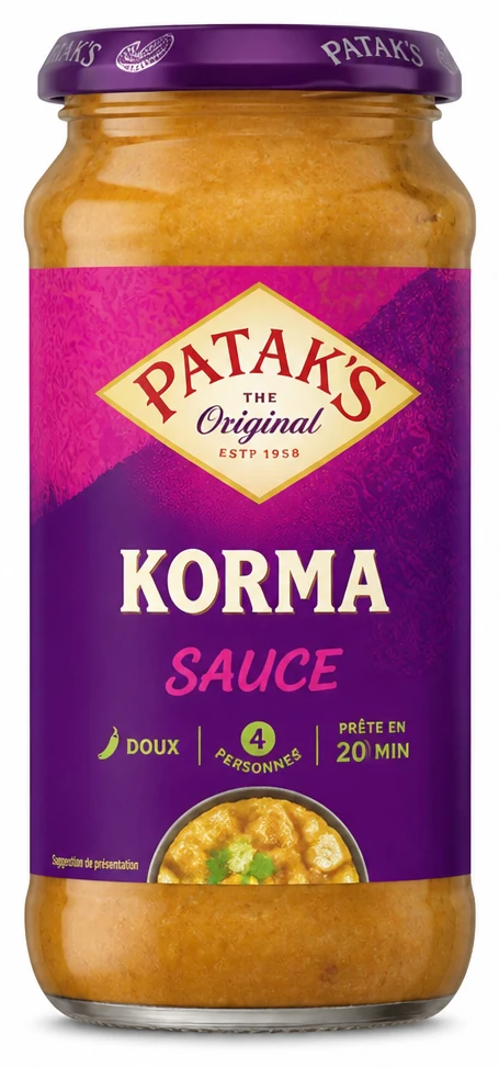 Sauce Korma ou Tandoori Patak's